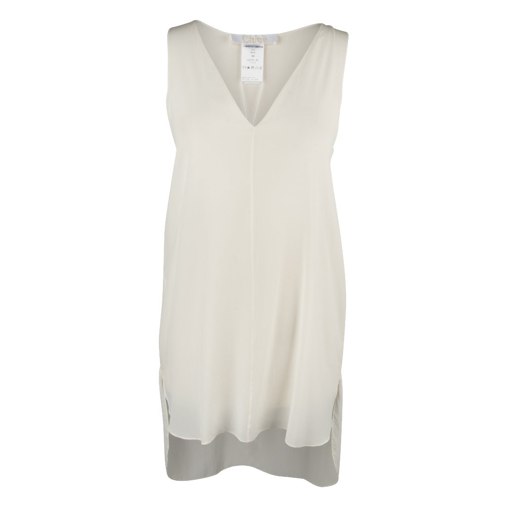 Chloe Top Semi Sheer Sleeveless Tunic In Milk 34 / 4